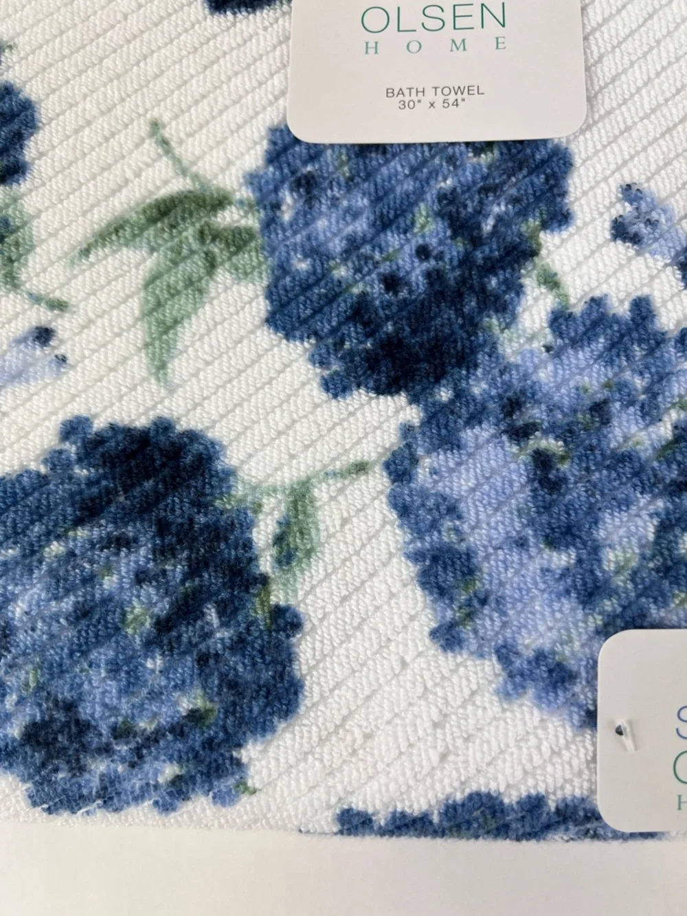 Sigrid Olsen Bath Towel Set Blue Green Hydrangea Floral Soft Cotton Set of 2 NEW
